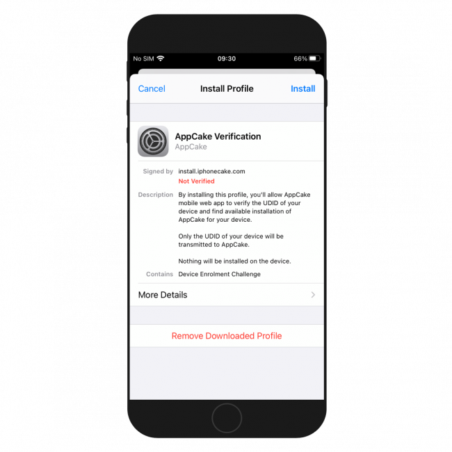 AppCake Profile Verification on iPhone