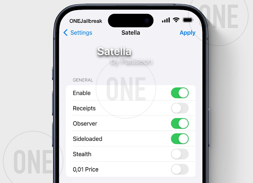 Satella Jailed Tweak running on iOS 17.0 Dopamine