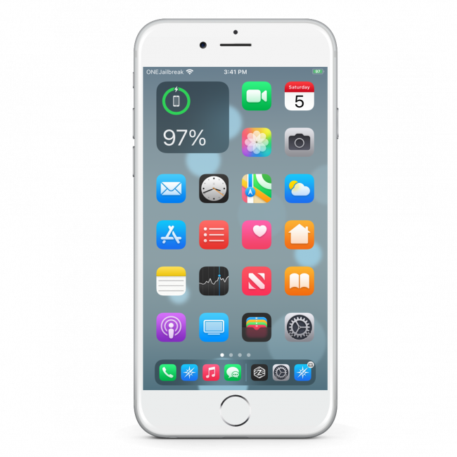 Screenshot of iPhone with Felicity Pro Theme loaded on the Home Screen.