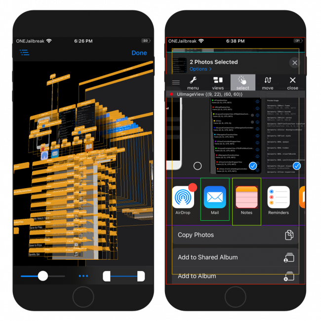 Two iPhone screens showing FLEXList tweaks advanced features.