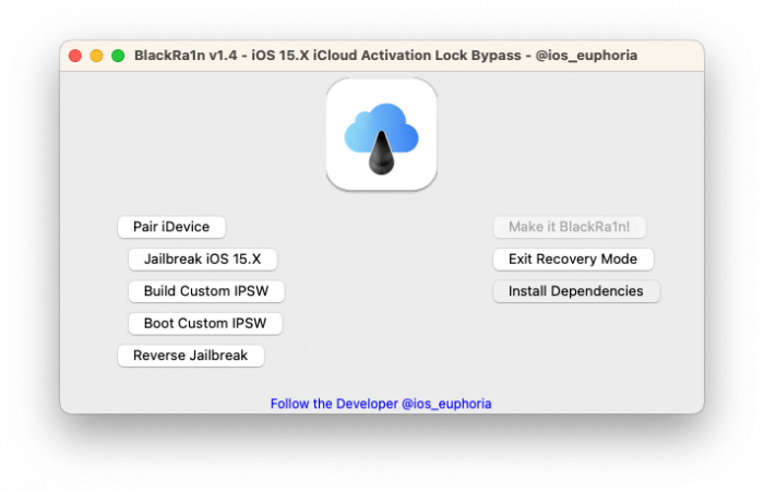 Screenshot of BlackRa1n iCloud Activation Lock Bypass for iOS 15 – iOS 16.