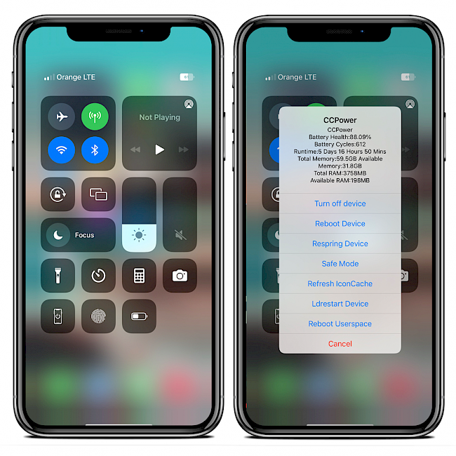 CCPower tweak brings power controls to CC on iOS 15