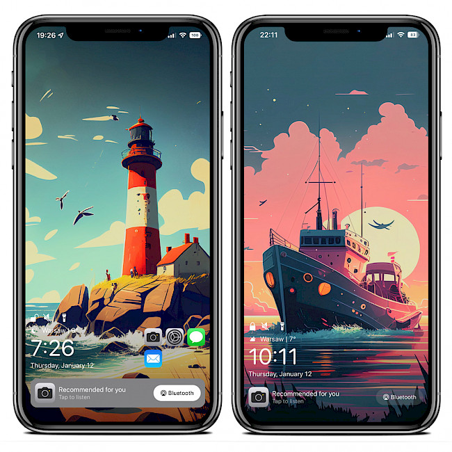 Two iPhone screens showing the Dodo tweak layout modification on iOS Lock Screen.