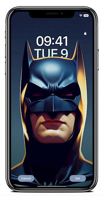 Screenshot of iPhone Lock Screen with the depth effect Batman wallpaper.