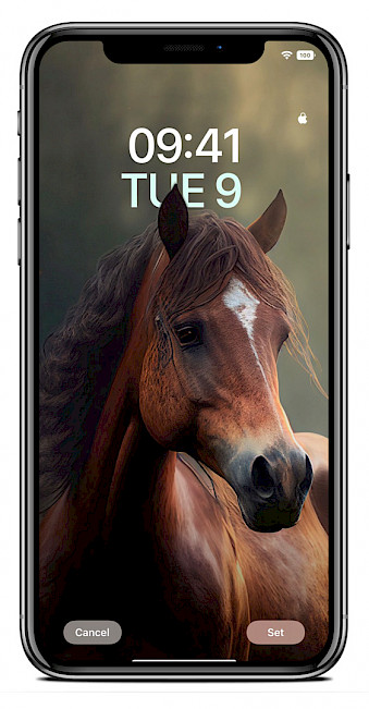 Screenshot of iPhone Lock Screen with the depth effect Horse Wallpaper wallpaper.