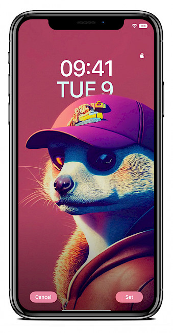 Screenshot of iPhone Lock Screen with the depth effect Ferret wallpaper.