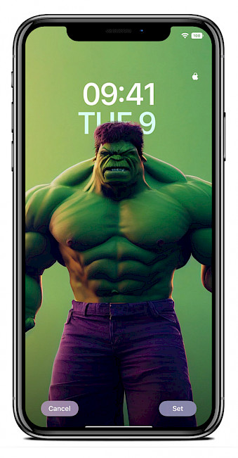 Screenshot of iPhone Lock Screen with the depth effect Hulk wallpaper.