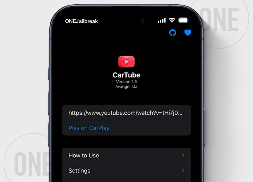 CarTube IPA app installed on iOS.