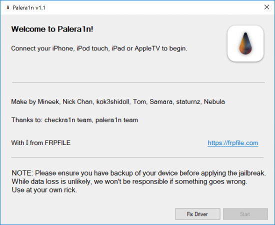 Palera1n Windows screenshot.