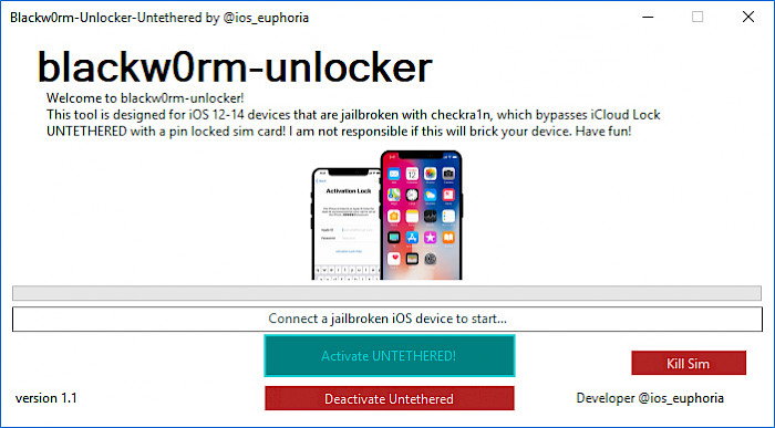Screenshot of Blackw0rm Unlocker for Windows PC.