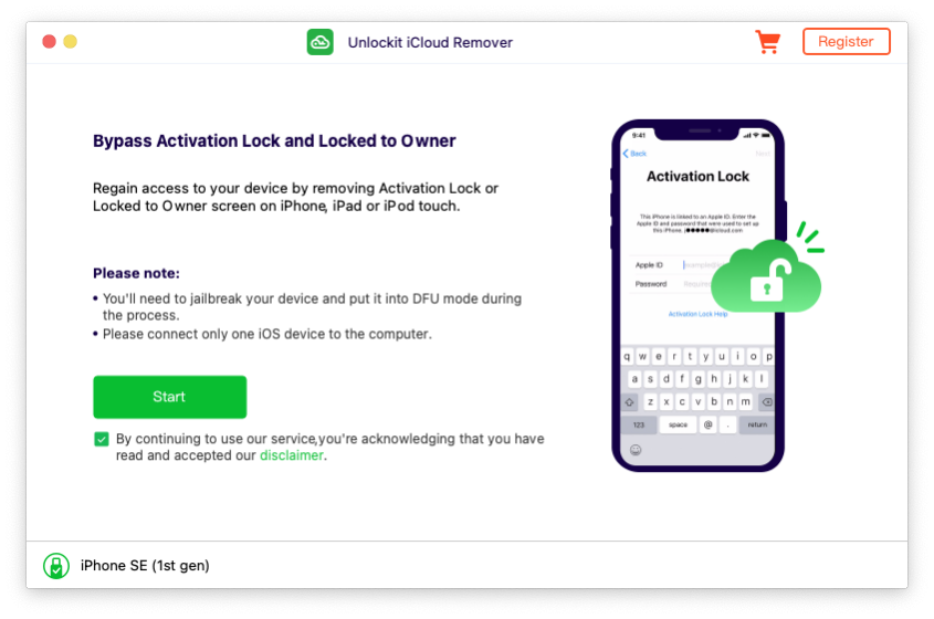 Screenshot von Unlockit iCloud Remover.