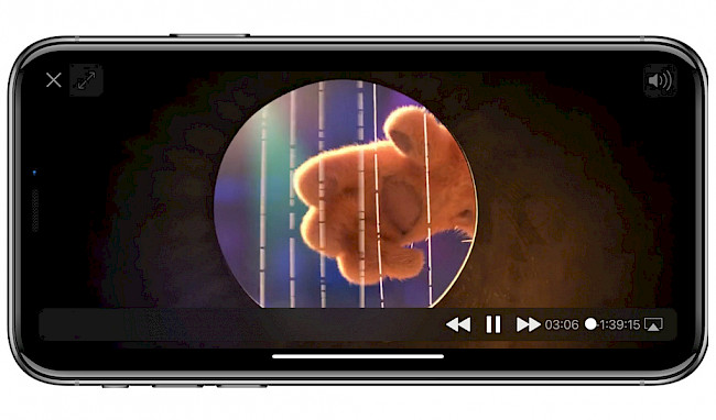 Screenshot of horizontal iPhone showing Popcorn Time iOS Player.