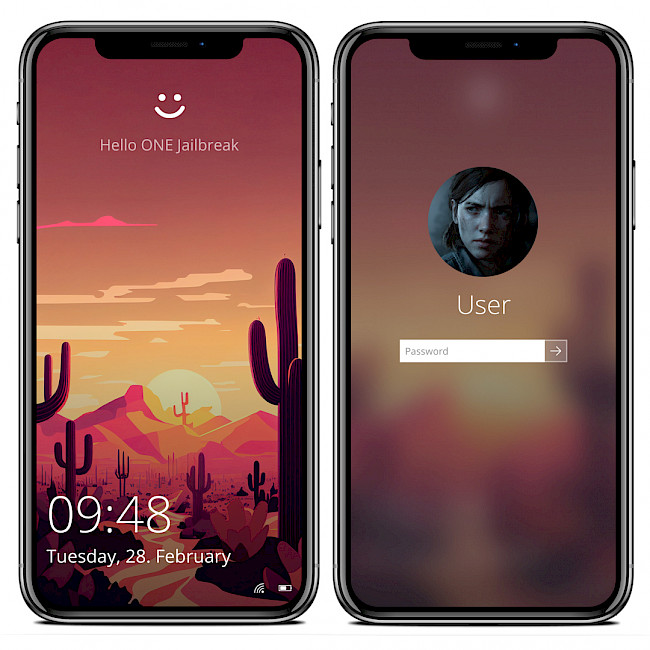 Two iPhone screens showing Diary tweak on iOS 15 Lock Screen.