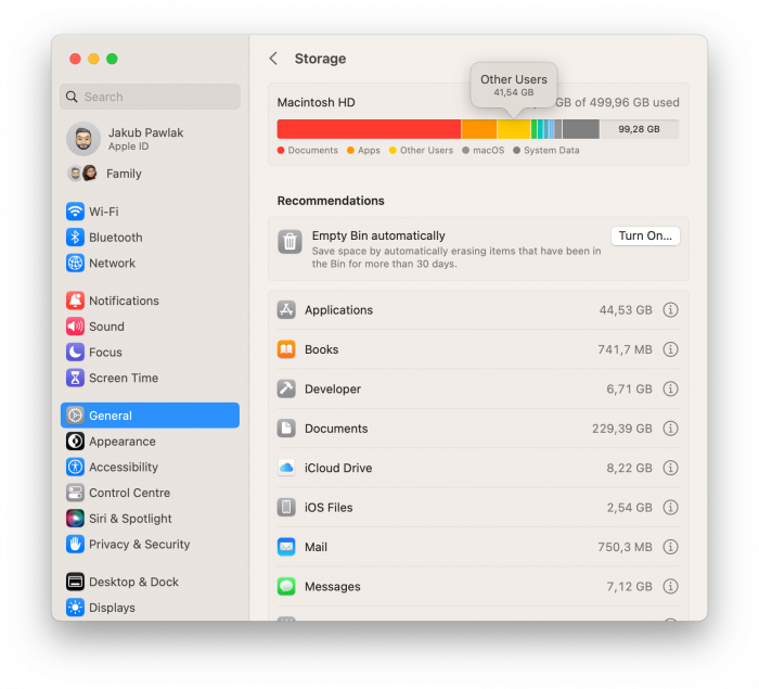 how to free up storage on macos