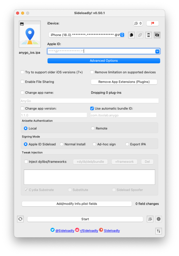 Sideloadly IPA-installationsprogram.