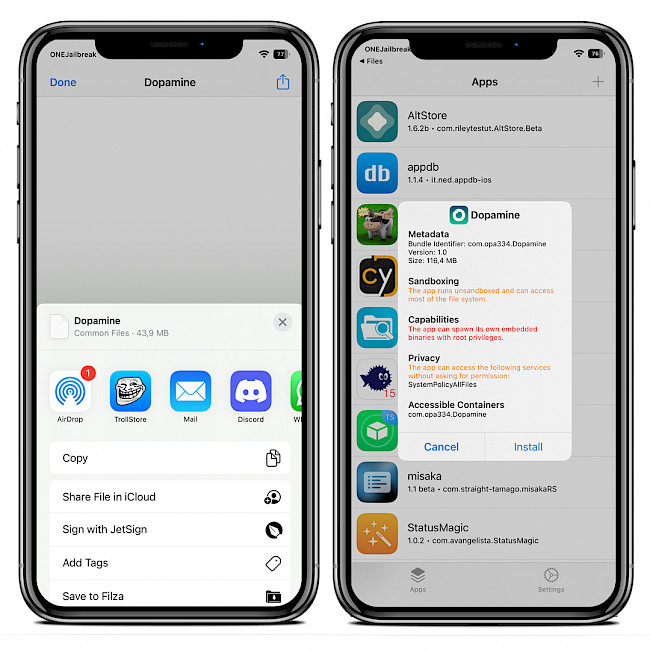 dopamine jailbreak ios 16 no computer