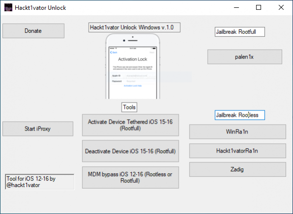 Hackt1vator Unlock Windows screenshot.