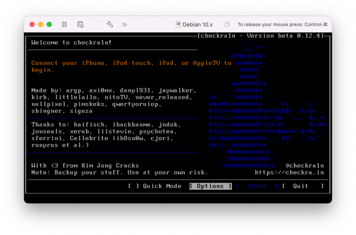 Screenshot of checkra1n on Windows PC.