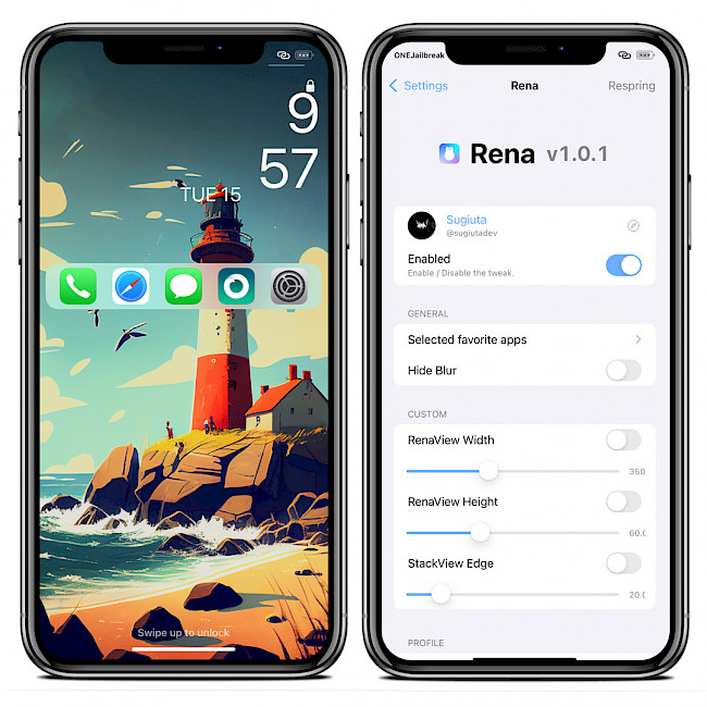 Rena tweak screenshot.