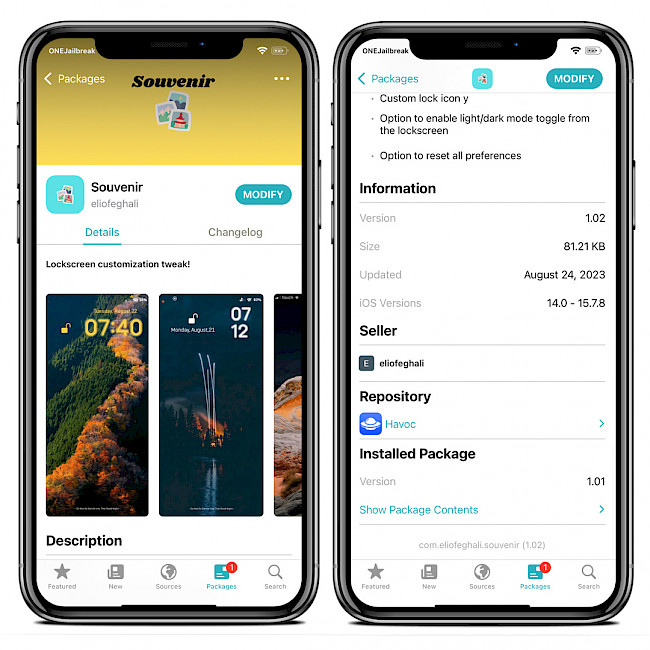 Souvenir Lock Screen customization tweak for iOS