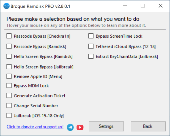 Broque Ramdisk Pro-Einstellungen.