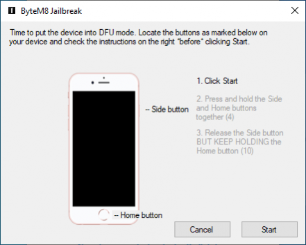 ByteM8 Jailbreak screenshot.