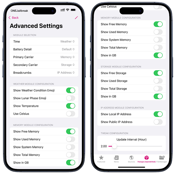 Joutai tweak Advanced Settings.