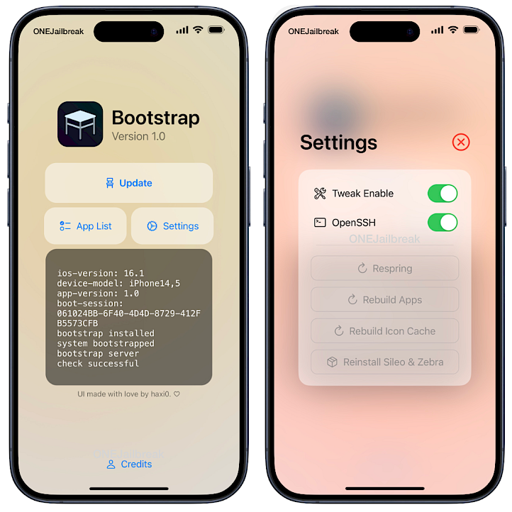 RootHide Bootstrap app for iOS.