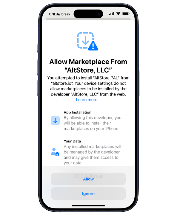 Screenshot of Allow Marketplace from AltStore LLC.
