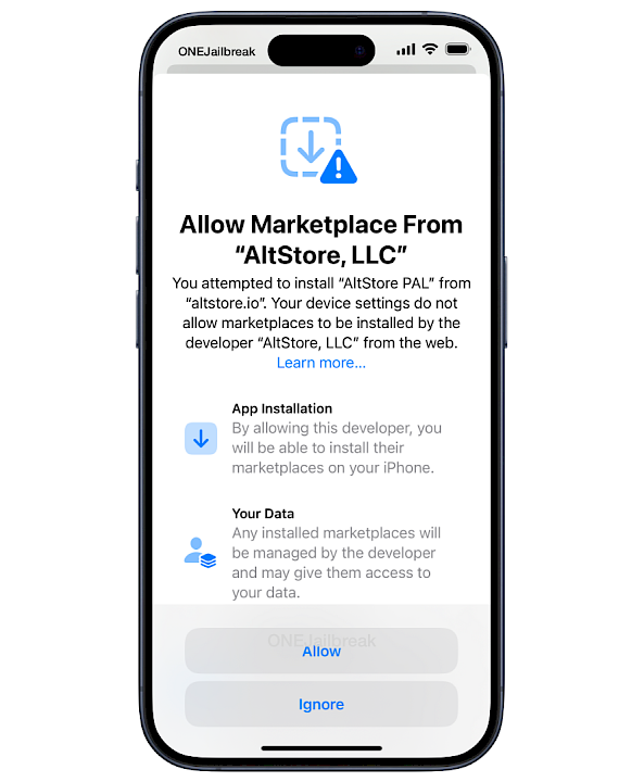 Στιγμιότυπο οθόνης του Allow Marketplace από την AltStore LLC.