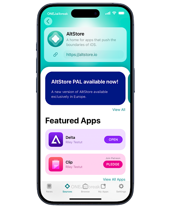 Screenshot of AltStore PAL app.