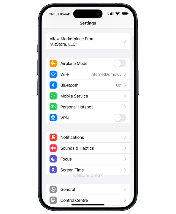 Screenshot of the Settings app on iOS 17.4.