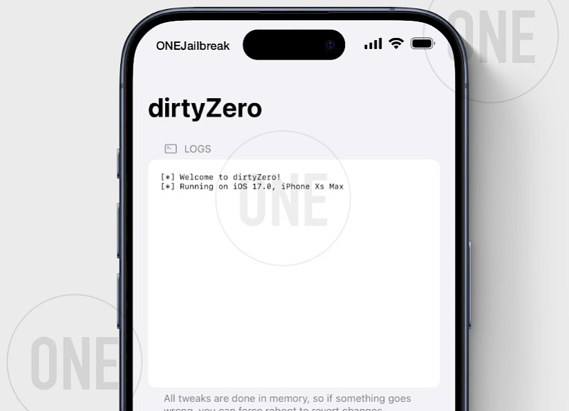 dirtyZero App-grænseflade på iOS