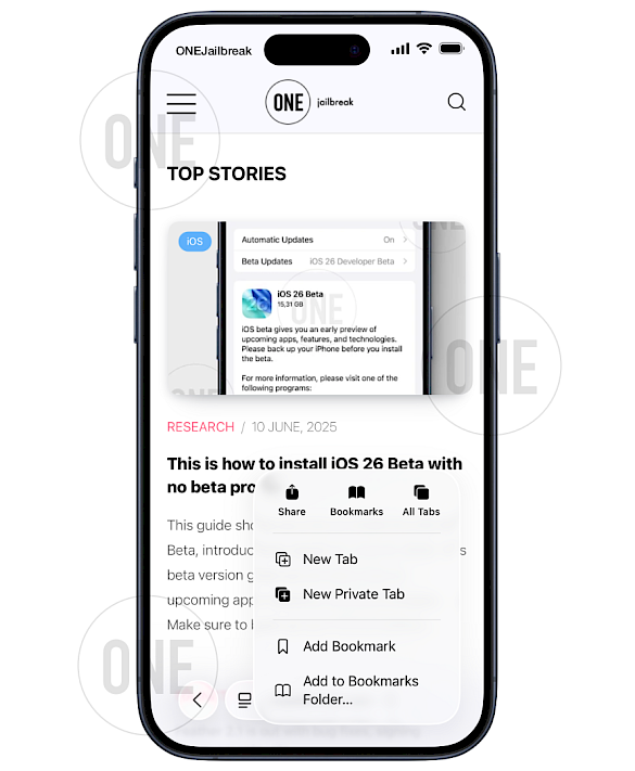 iOS 26 Safari Browser Screenshot (New Interface)