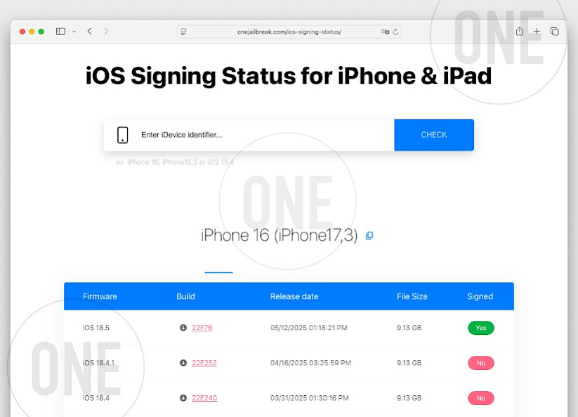 iOS 18 Signing Status Tool