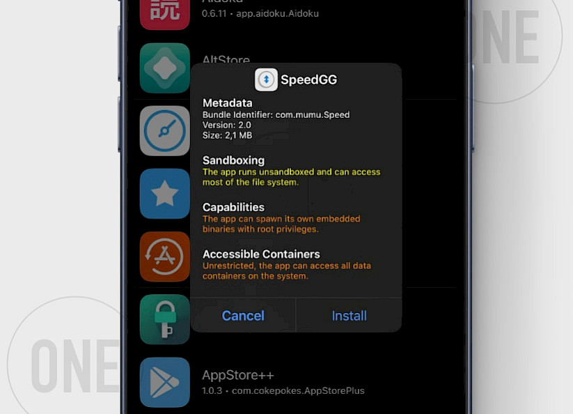 Install SpeedGG IPA with TrollStore on iPhone running iOS 17.0.